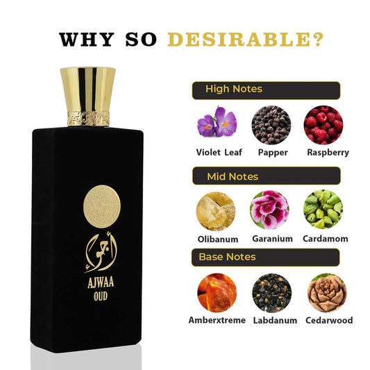 AJWAA OUD UNISEX EDP - 100MI (3.40Z) BY NUSUK